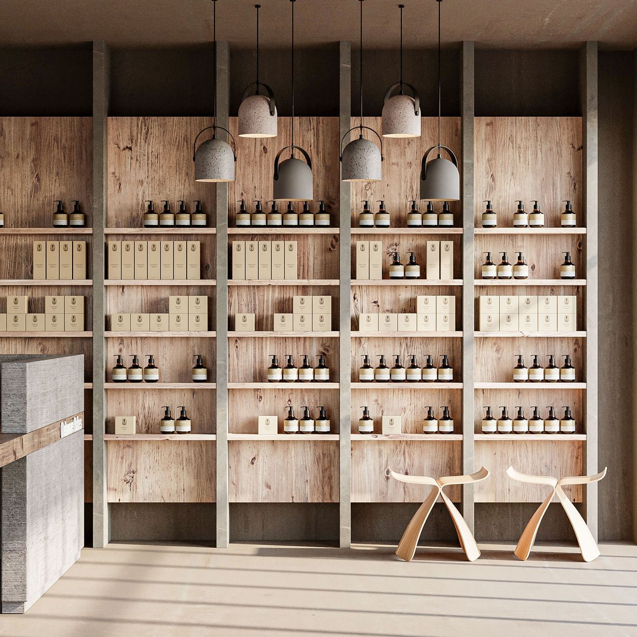 Recepcia a produktová stena — Krásiva Beauty Studio